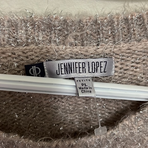 Jennifer Lopez Fuzzy Glitter Metallic Sweater Size Petite Large - Picture 2 of 9